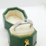 9ct White Gold & Square Cut Sapphire Dress Ring Vintage c1980 London