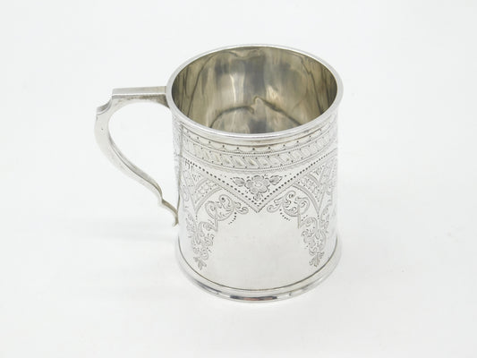 Edwardian Sterling Silver Christening Mug Antique 1903 London Engraved