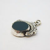 Victorian Sterling Silver, Bloodstone, Carnelian Spinner Fob Antique 1891 Birmingham