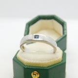 9ct White Gold & Square Cut Sapphire Dress Ring Vintage c1980 London