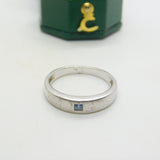 9ct White Gold & Square Cut Sapphire Dress Ring Vintage c1980 London