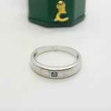 9ct White Gold & Square Cut Sapphire Dress Ring Vintage c1980 London