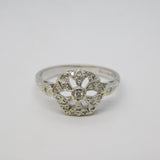 9ct White Gold Brilliant Diamond Set Floral Dress Ring Vintage c1980 Birmingham
