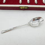 Boxed Set of Sterling Silver Teaspoons Antique 1935 Sheffield Art Deco