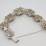 Victorian Sterling Silver Floral Carved Amethyst Set Panel Bracelet c1890 Antique