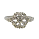 9ct White Gold Brilliant Diamond Set Floral Dress Ring Vintage c1980 Birmingham