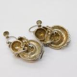 Victorian Pair of Sterling Silver Etruscan Style Screw-Back Earrings Antique c1860