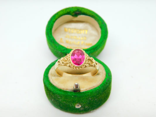 14ct Yellow Gold & 1ct Natural Ruby Dress Ring Vintage c1970