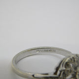 9ct White Gold Brilliant Diamond Set Floral Dress Ring Vintage c1980 Birmingham