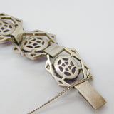Victorian Sterling Silver Floral Carved Amethyst Set Panel Bracelet c1890 Antique