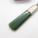Victorian Sterling Silver Mounted Nephrite Jade Drop Pendant c1890 Antique