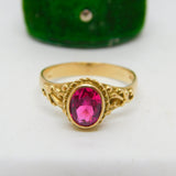14ct Yellow Gold & 1ct Natural Ruby Dress Ring Vintage c1970