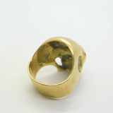 9ct Yellow Gold & Garnet Chunky Gothic Skull Form Bikers Ring Vintage c1970