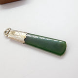 Victorian Sterling Silver Mounted Nephrite Jade Drop Pendant c1890 Antique