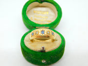 Edwardian 18ct Yellow Gold, Sapphire & Diamond Boat Ring Antique 1905 Chester
