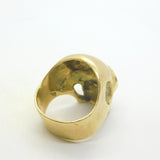 9ct Yellow Gold & Garnet Chunky Gothic Skull Form Bikers Ring Vintage c1970