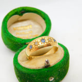 Edwardian 18ct Yellow Gold, Sapphire & Diamond Boat Ring Antique 1905 Chester