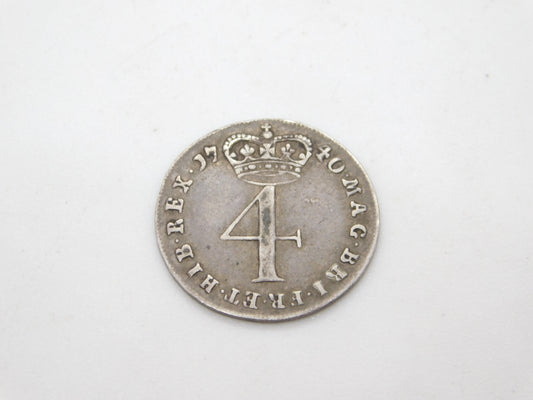 George II Silver Maundy Fourpence Coin Antique 1740 Very Fine Condition