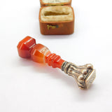 Georgian Sterling Silver Banded Red Agate Monogram Desk Seal Stamp c1820 Antique