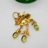 Edwardian 18ct Yellow Gold, Seed Pearl & Peridot Floral Lavalier Pendant Antique