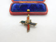Victorian Scottish Sterling Silver, Agate & Bloodstone Cross Brooch c1860 Antique