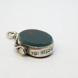 Victorian Sterling Silver Bloodstone & Carnelian Spinner Fob Antique 1900