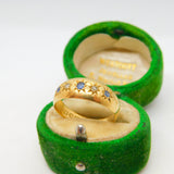 Edwardian 18ct Yellow Gold, Sapphire & Diamond Boat Ring Antique 1905 Chester