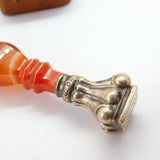 Georgian Sterling Silver Banded Red Agate Monogram Desk Seal Stamp c1820 Antique