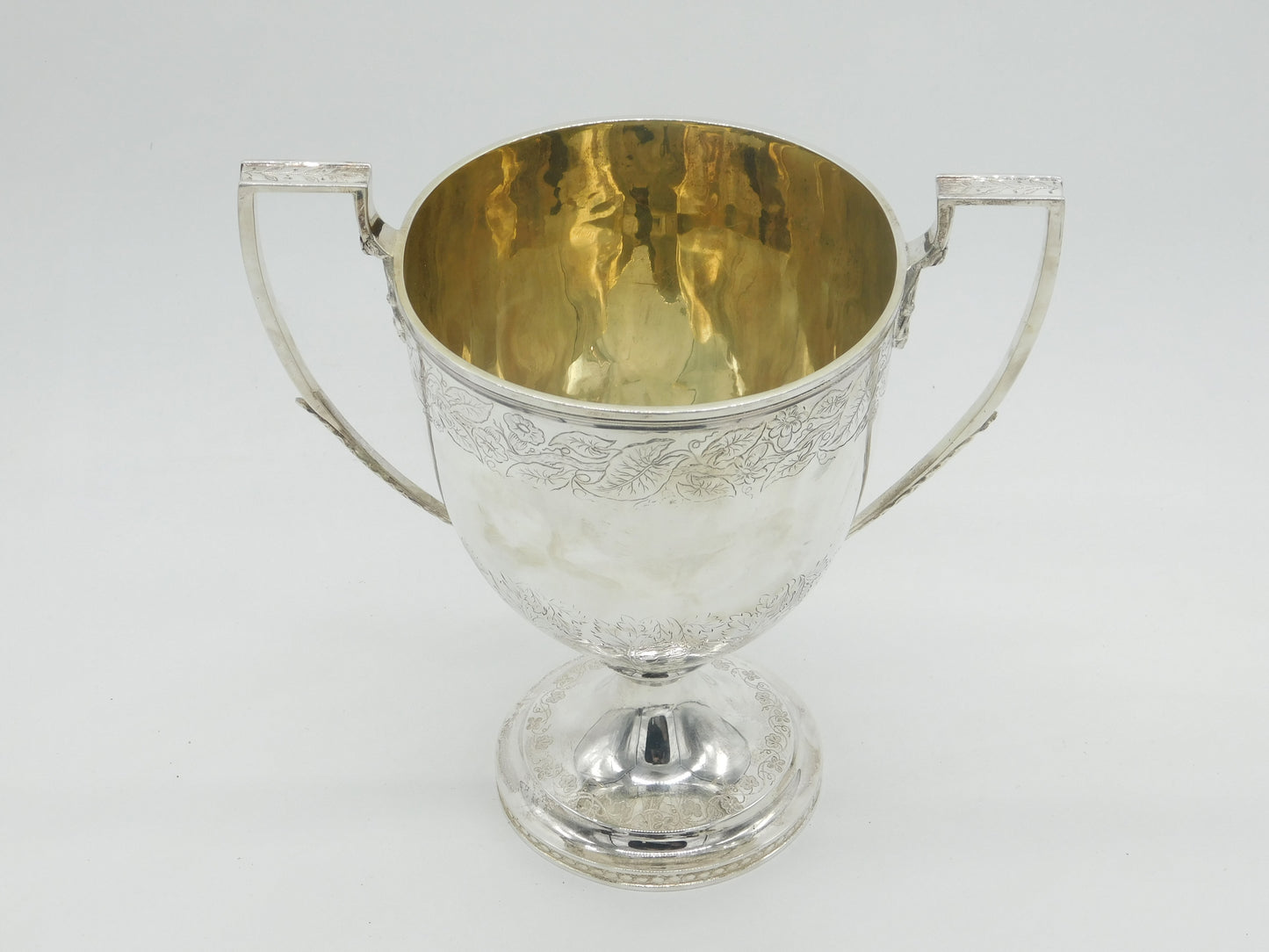 Large Georgian Sterling Silver Flora Pattern Sporting Trophy Cup Antique 1815 London