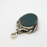 Victorian Sterling Silver Bloodstone & Carnelian Spinner Fob Antique 1900