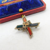 Victorian Scottish Sterling Silver, Agate & Bloodstone Cross Brooch c1860 Antique