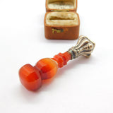 Georgian Sterling Silver Banded Red Agate Monogram Desk Seal Stamp c1820 Antique