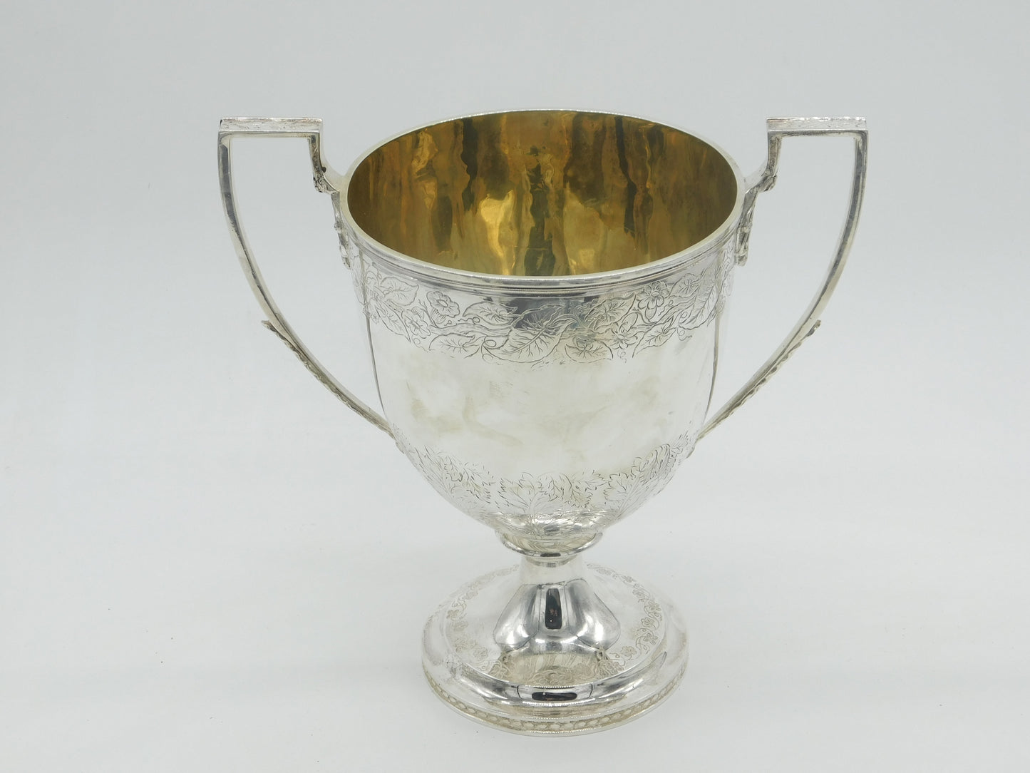 Large Georgian Sterling Silver Flora Pattern Sporting Trophy Cup Antique 1815 London