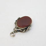 Victorian Sterling Silver Bloodstone & Carnelian Spinner Fob Antique 1900