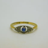 Victorian 18ct Yellow Gold, Sapphire & Diamond Dress Ring Antique c1890