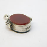 Victorian Sterling Silver Bloodstone & Carnelian Spinner Fob Antique 1900