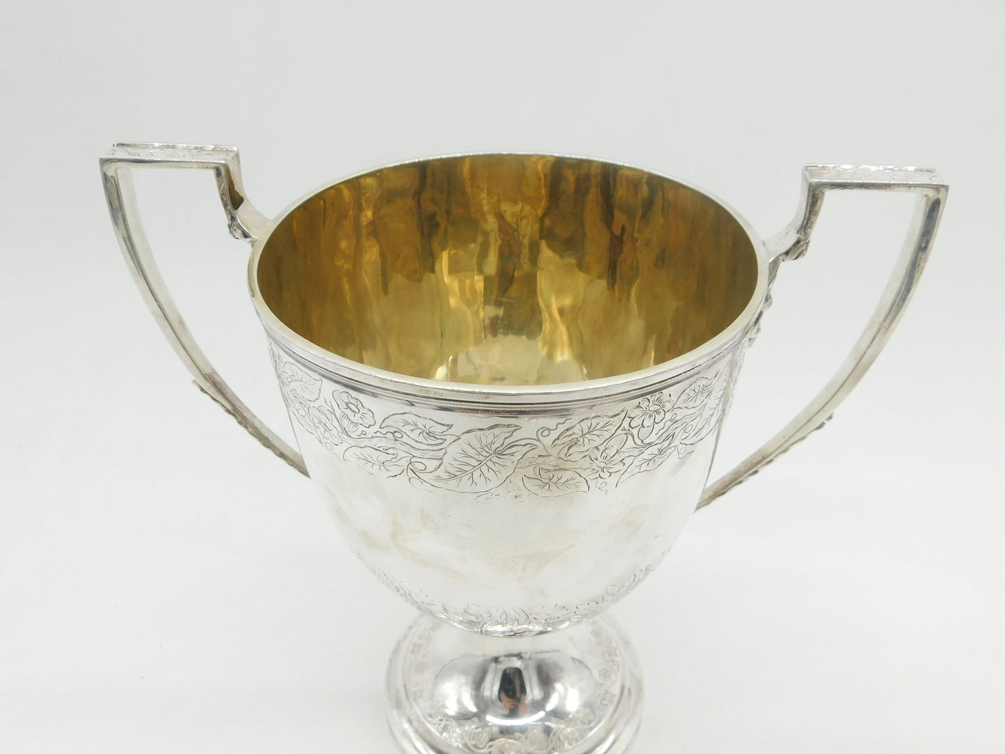 Large Georgian Sterling Silver Flora Pattern Sporting Trophy Cup Antique 1815 London