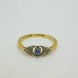 Victorian 18ct Yellow Gold, Sapphire & Diamond Dress Ring Antique c1890