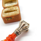 Georgian Sterling Silver Banded Red Agate Monogram Desk Seal Stamp c1820 Antique