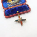 Victorian Scottish Sterling Silver, Agate & Bloodstone Cross Brooch c1860 Antique