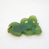 9ct Gold Mounted Carved New Zealand Nephrite Jade Small Tiki Pendant Antique