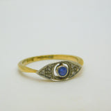 Victorian 18ct Yellow Gold, Sapphire & Diamond Dress Ring Antique c1890