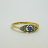 Victorian 18ct Yellow Gold, Sapphire & Diamond Dress Ring Antique c1890