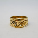 9ct Yellow Gold 0.1ct Diamond Snake Serpent Ring Vintage 1967 Birmingham
