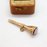 Victorian 9ct Gold Cased Sardonyx Set Watch Key Fob c1860 Antique