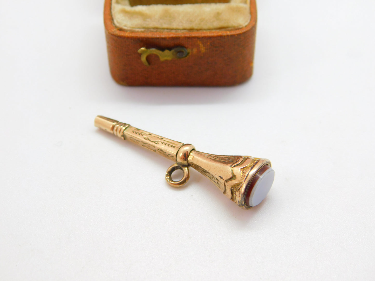 Victorian 9ct Gold Cased Sardonyx Set Watch Key Fob c1860 Antique