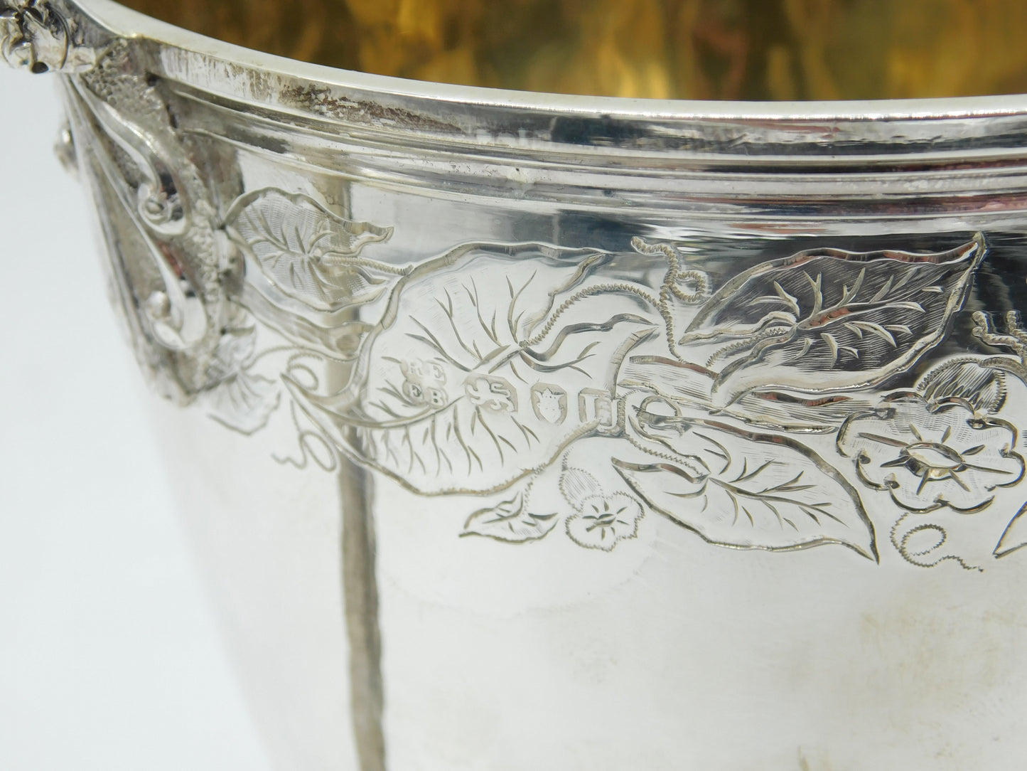 Large Georgian Sterling Silver Flora Pattern Sporting Trophy Cup Antique 1815 London