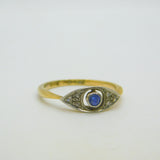 Victorian 18ct Yellow Gold, Sapphire & Diamond Dress Ring Antique c1890