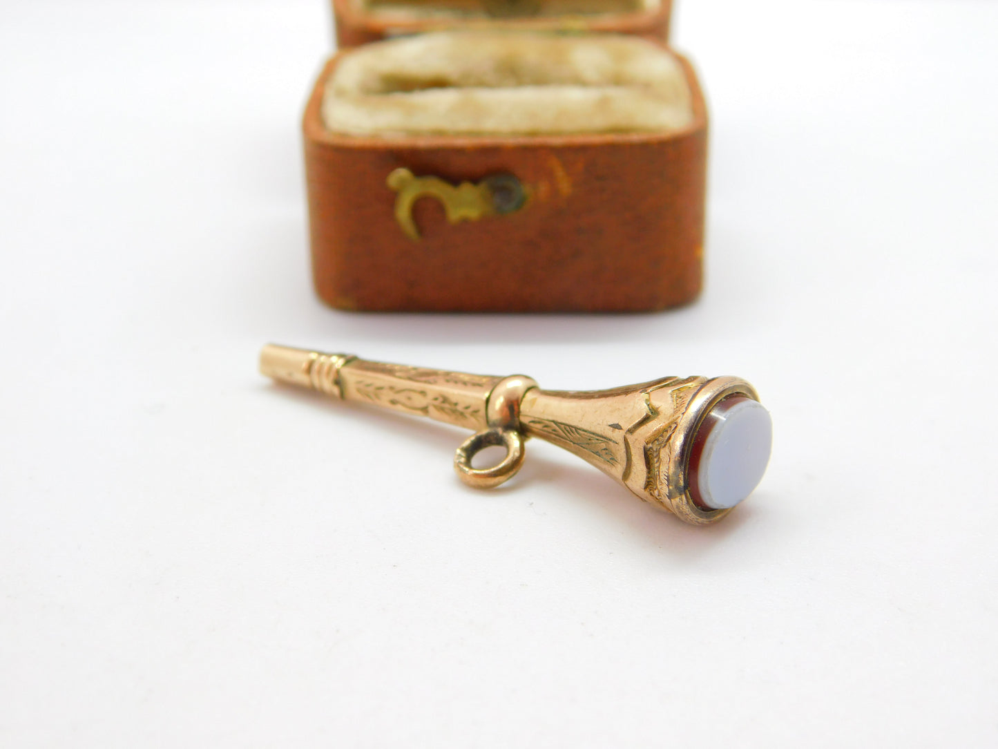 Victorian 9ct Gold Cased Sardonyx Set Watch Key Fob c1860 Antique