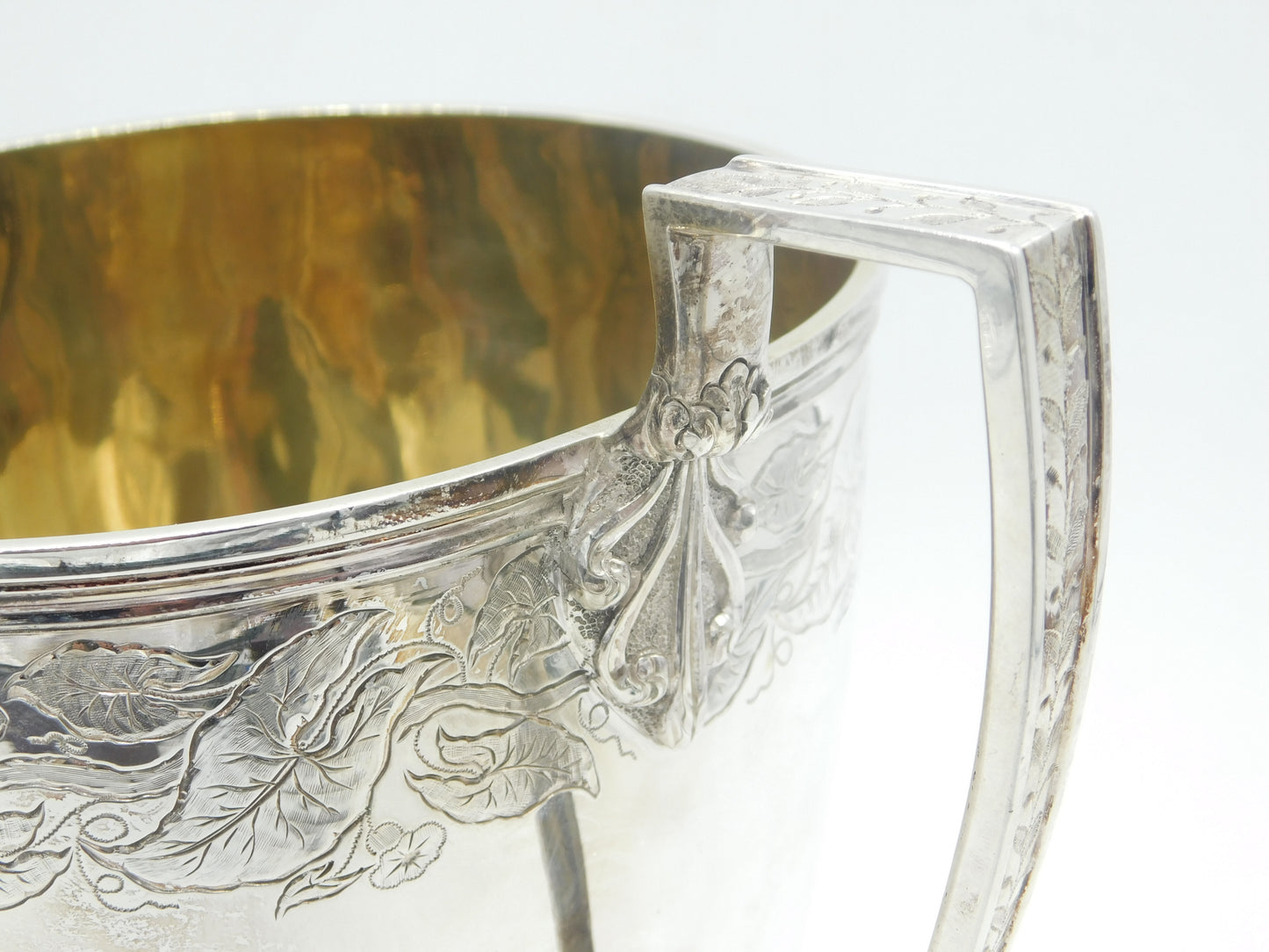 Large Georgian Sterling Silver Flora Pattern Sporting Trophy Cup Antique 1815 London